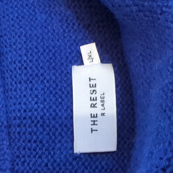 The Reset R Label Wool Cashmere Blend Sapphire Blue Sweater Funnel Mock Neck - Picture 5 of 10